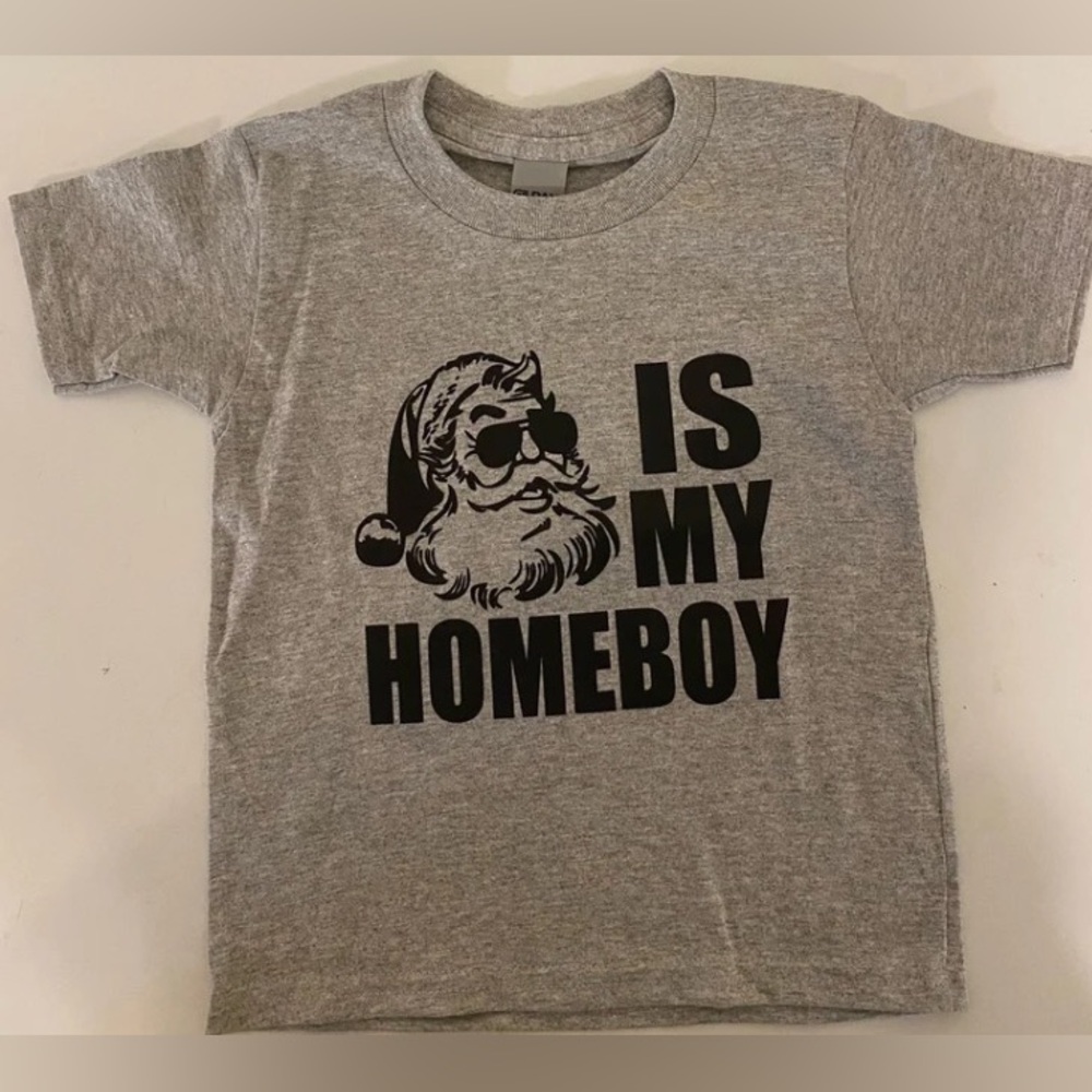 Santa Is My Homeboy Gray T-Shirt 
Size 4T